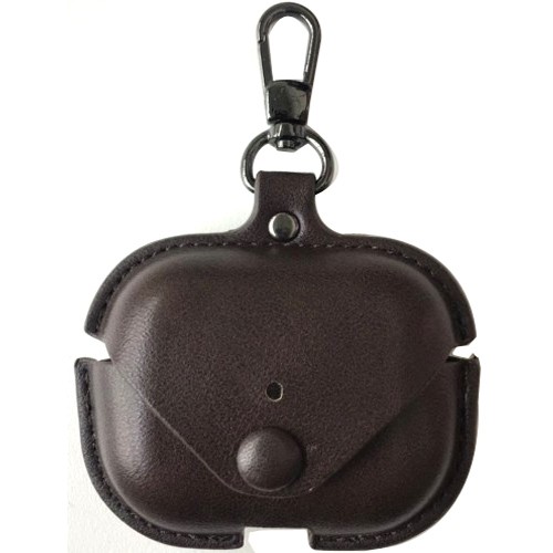 Airpods Pro Leather Case With Keychain Dark Brown